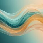 Soft teal and amber abstract wave forms representing wave and sonic massage therapy frequencies