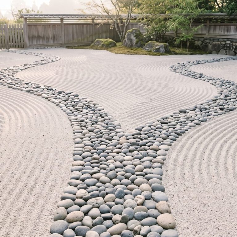Two paths of smooth pebbles diverging across raked sand, representing a choice between two approaches to back pain